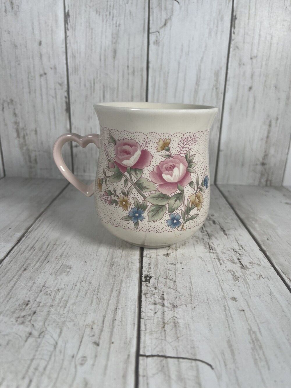 Mug Coffee Tea Grandmother Gift Love Makes Day Special Heart Handle Pink Roses
